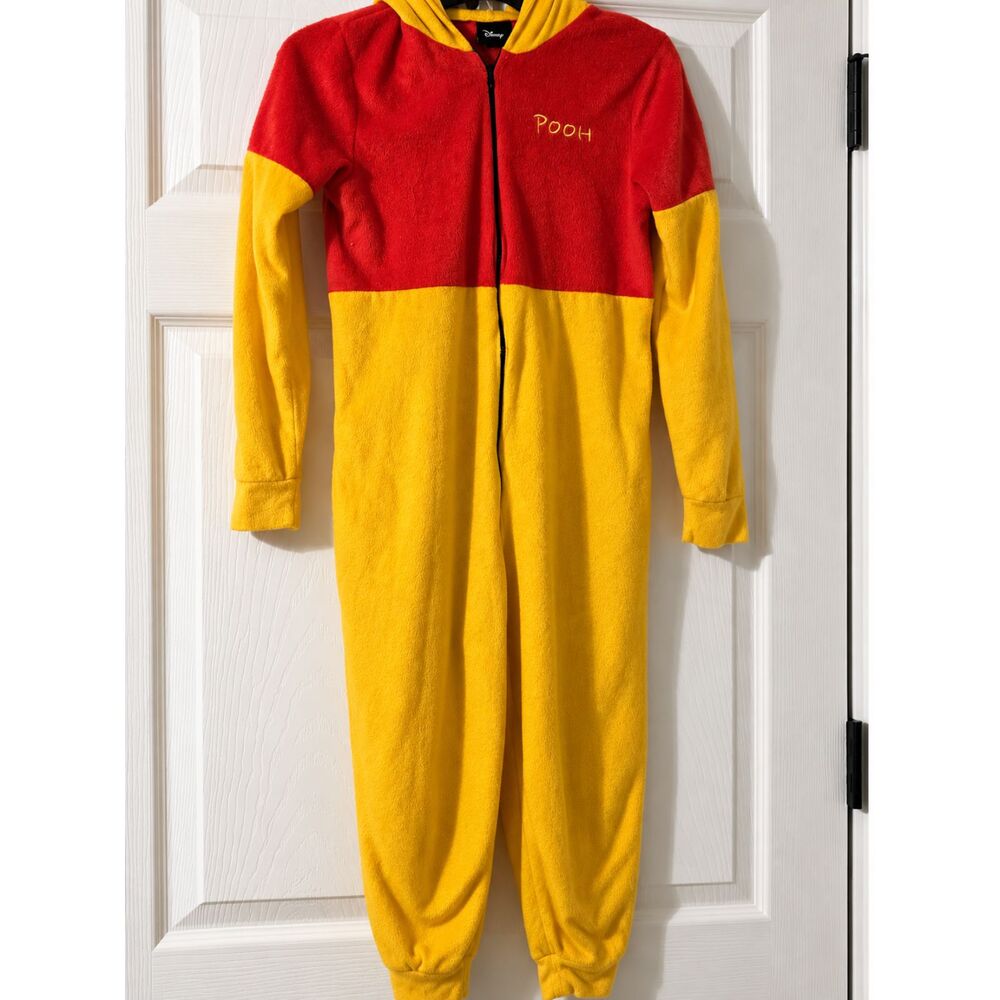 Disney Winnie The Pooh Adult Cosplay Hooded Fleece Onesie Pajamas Union Suit